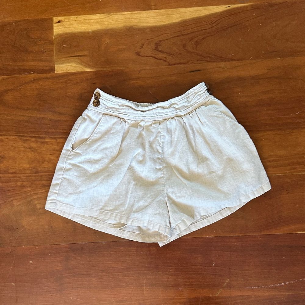 Janie and Jack Light Tan Kids Shorts with Button Accent